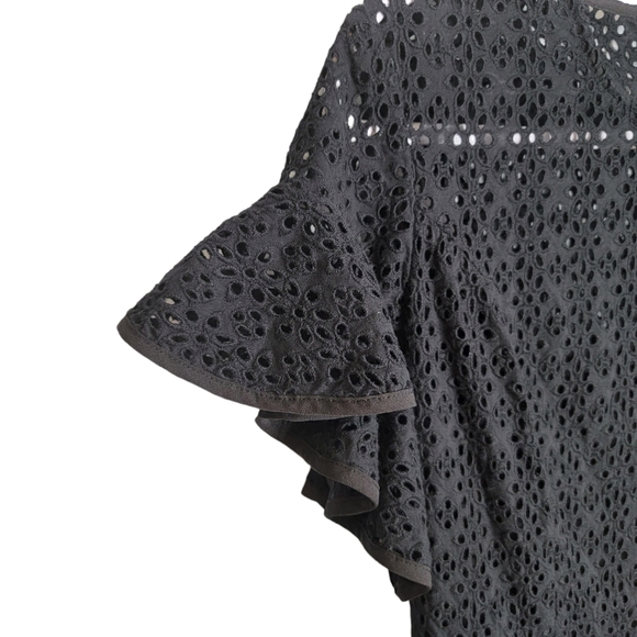 Needle & Thread Black Ruffle Eyelet Dress Broderie Size US 6 Spring Summer - Picture 4 of 12